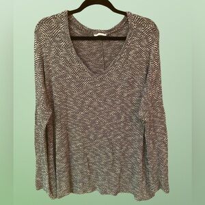 Maitai Brown & Cream Colored Lightweight Stretchy Knit Sweater - Size 1X